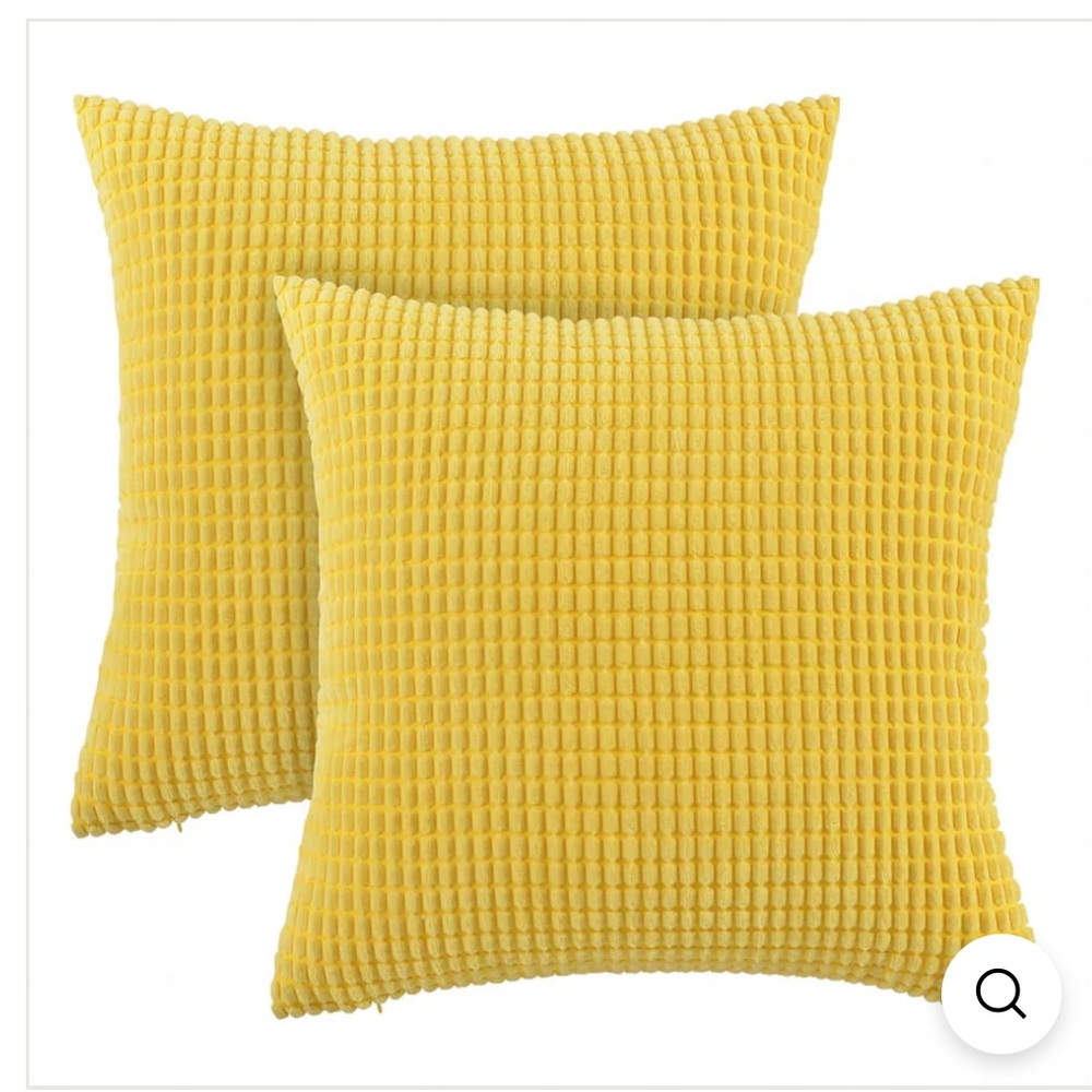 NWT Corduroy Lemon Yellow Textured Pillow Covers - 3 included